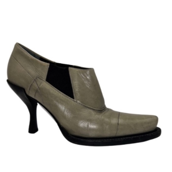 Prada Shoes - Prada Sage Green Leather Bootie | 37.5